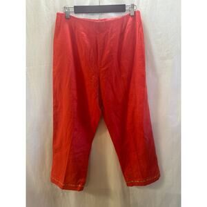 Vintage Collin Creek Linen Blend Pants (Size 14) – Bright Red Capri/Ankle Fit